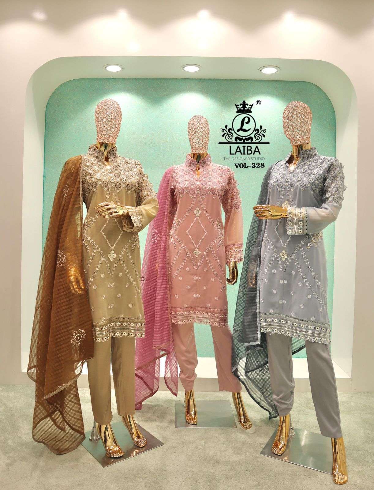 LAIBA DESIGNER AM VOL 328 PURE GEORGETTE READYMADE PAKISTANI KURTI SUPPLIER