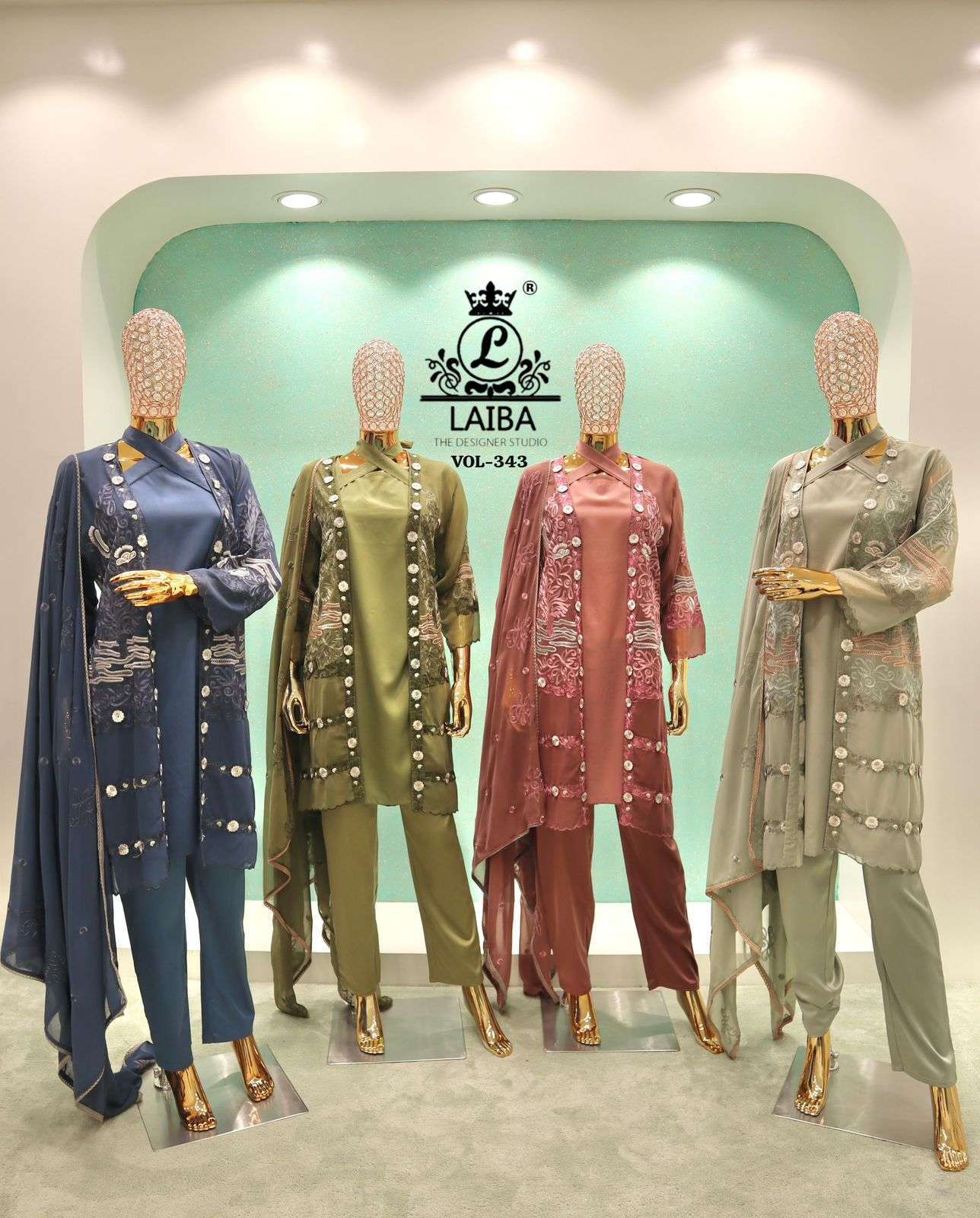 LAIBA DESIGNER AM VOL 343 PURE GEORGETTE READYMADE PAKISTANI KURTI SUPPLIER