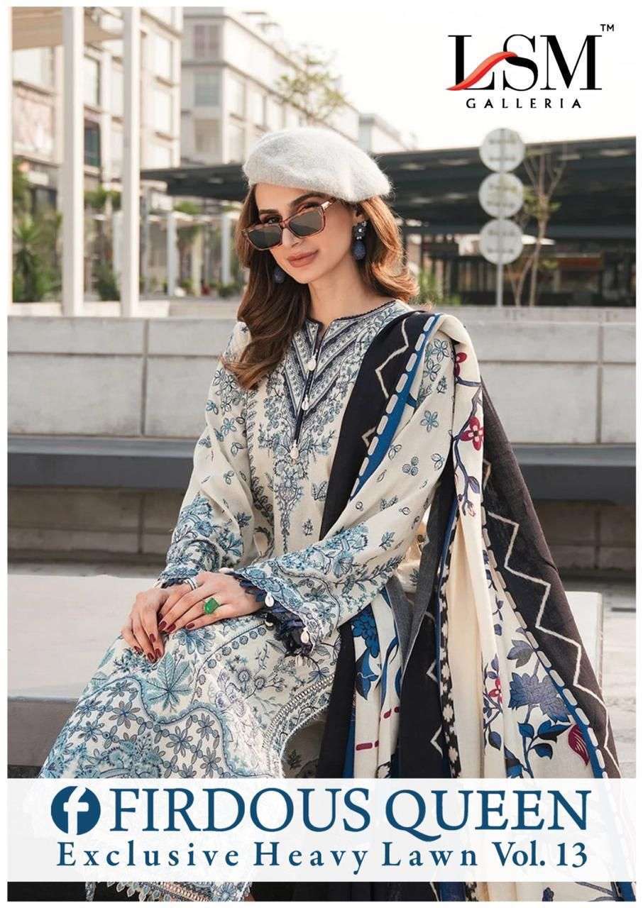 LSM GALLERIA FIRDOUS QUEEN VOL 13 LAWN PRINTED PAKISTANI DRESS MATERIAL SUPPLIER 