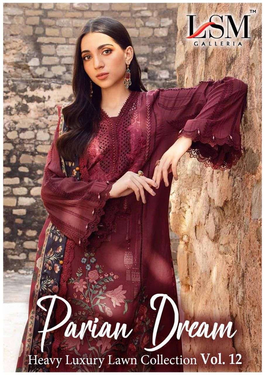 LSM GALLERIA  PARIAN DREAM VOL 12 LAWN PRINTED PAKISTANI DRESS MATERIAL SUPPLIER 