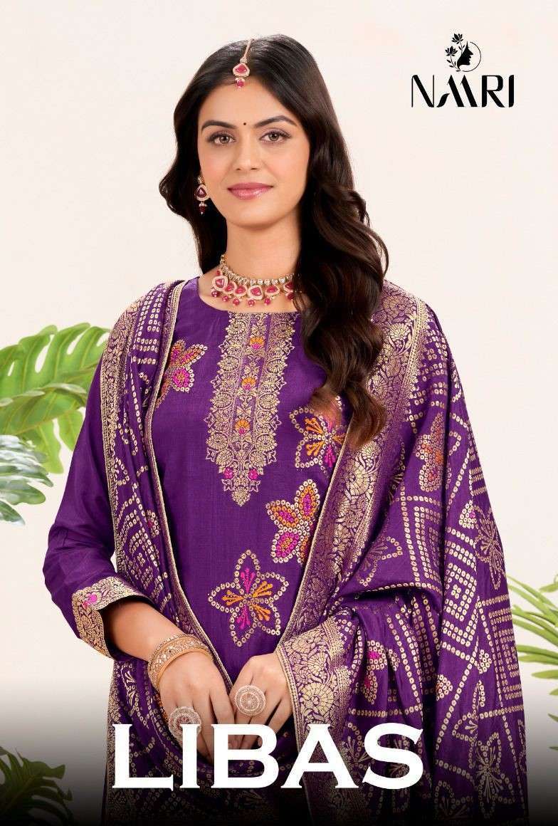 NAARI LIBAS VISCOSE MUSLIN JACQUARD FESTIVEL WEAR LADIES SUIT CATALOG SUPPLIER