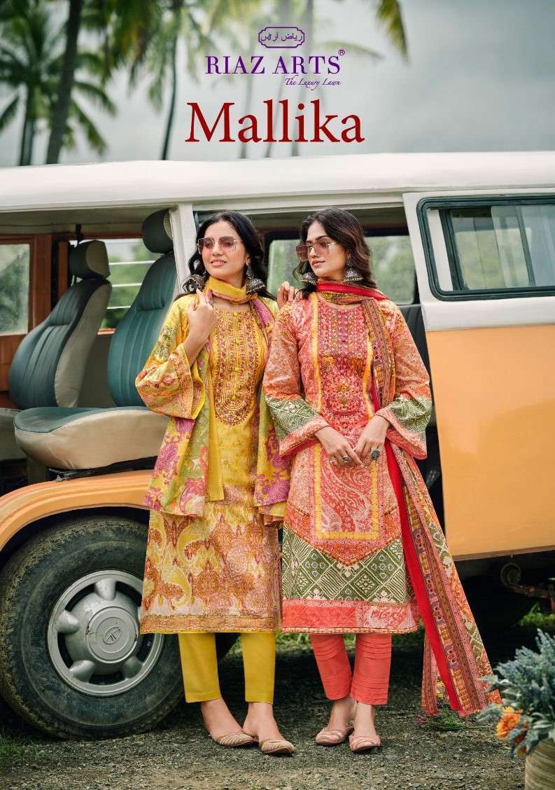 RIAZ ARTS MALLIKA KARACHI LAWN SUIT CATALOG SUPPLIER IN INDIA 