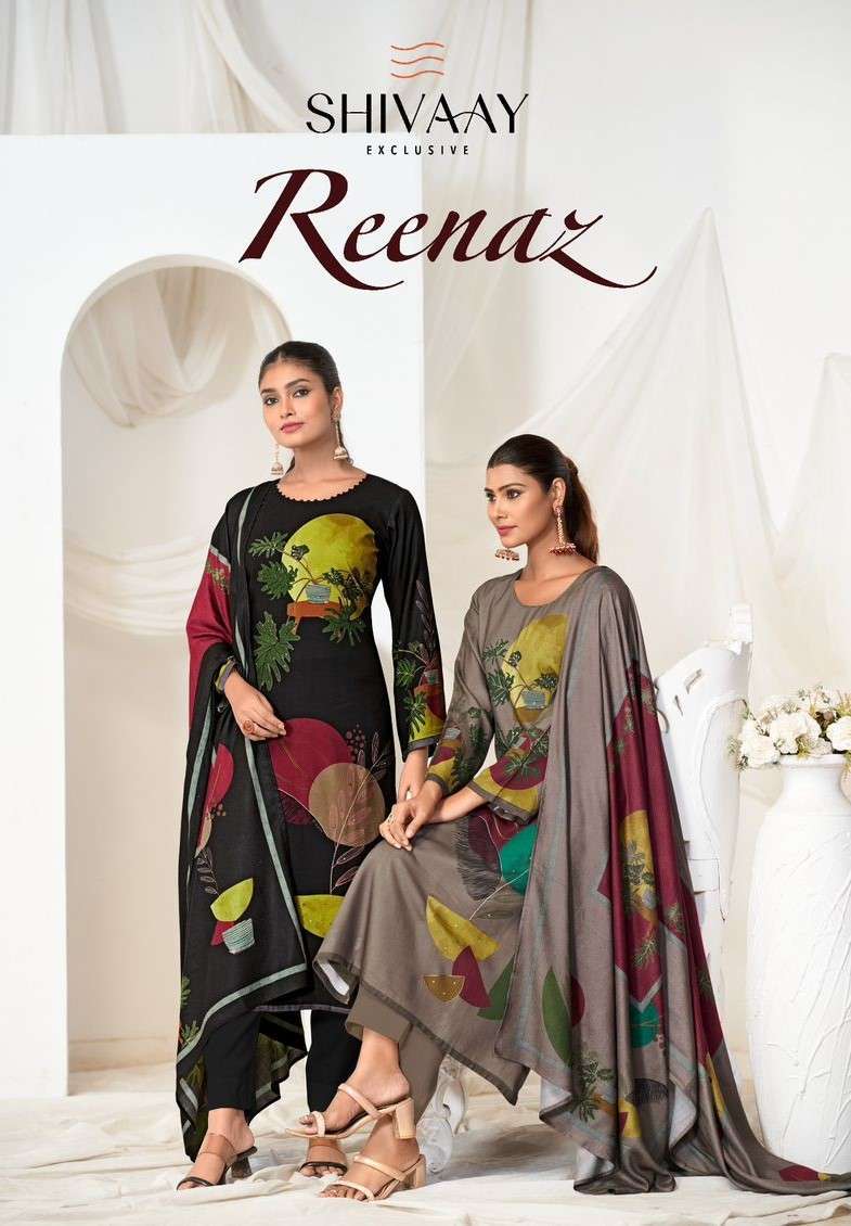 SHIVAAY REENAZ VISCOSE PASHMINA DIGITAL PRINT WITH HANDWORKD WINTER LADIES SUIT WHOLESALER