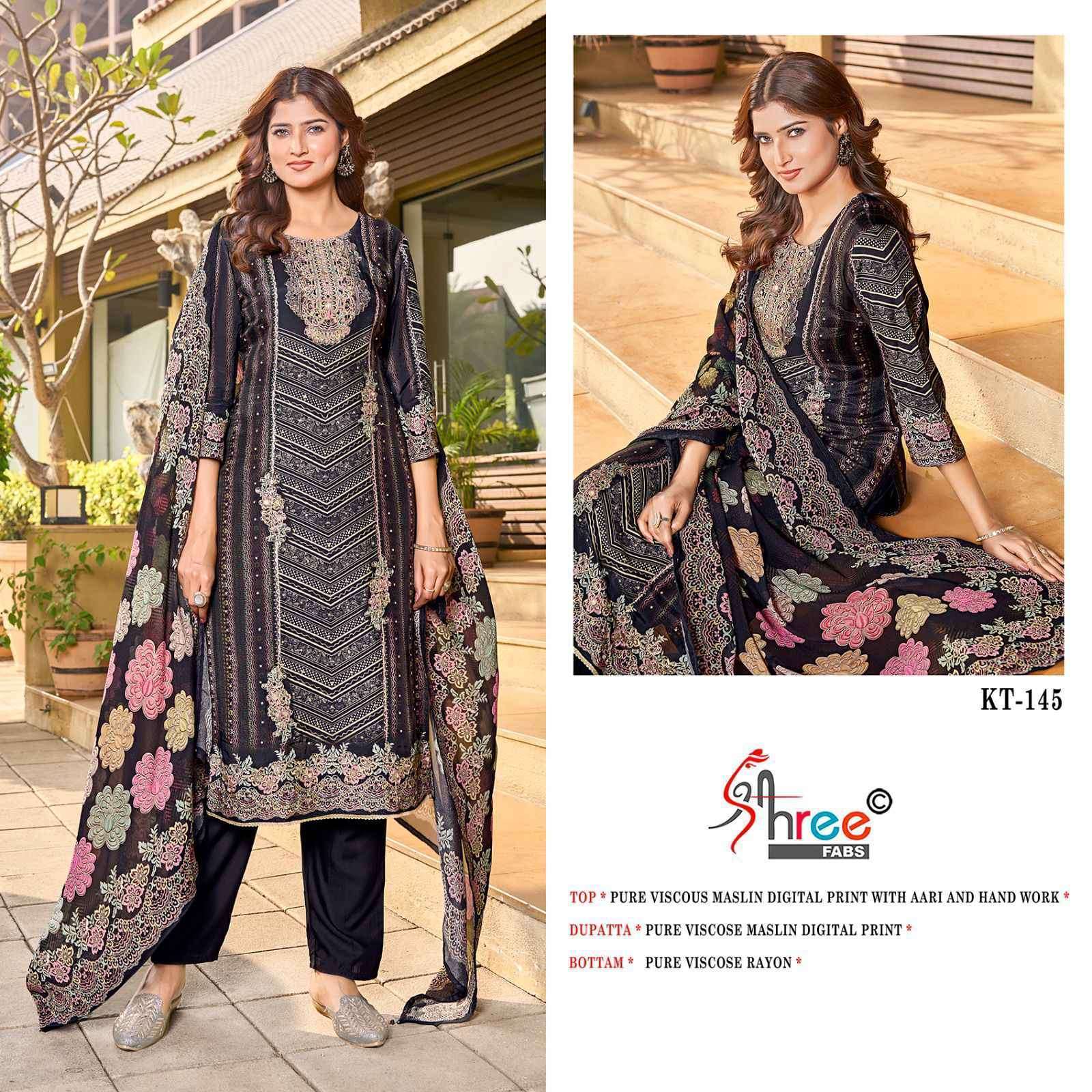 SHREE FAB KT 145 COLOURS MUSLIN DIGITAL PRINTED PAKISTANI SUIT WHOLESALER