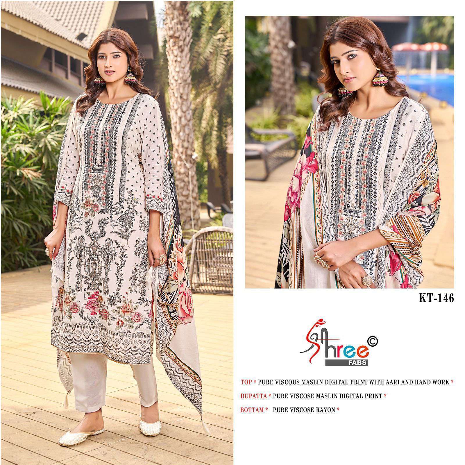 SHREE FAB KT 146 COLOURS MUSLIN DIGITAL PRINTED PAKISTANI SUIT WHOLESALER