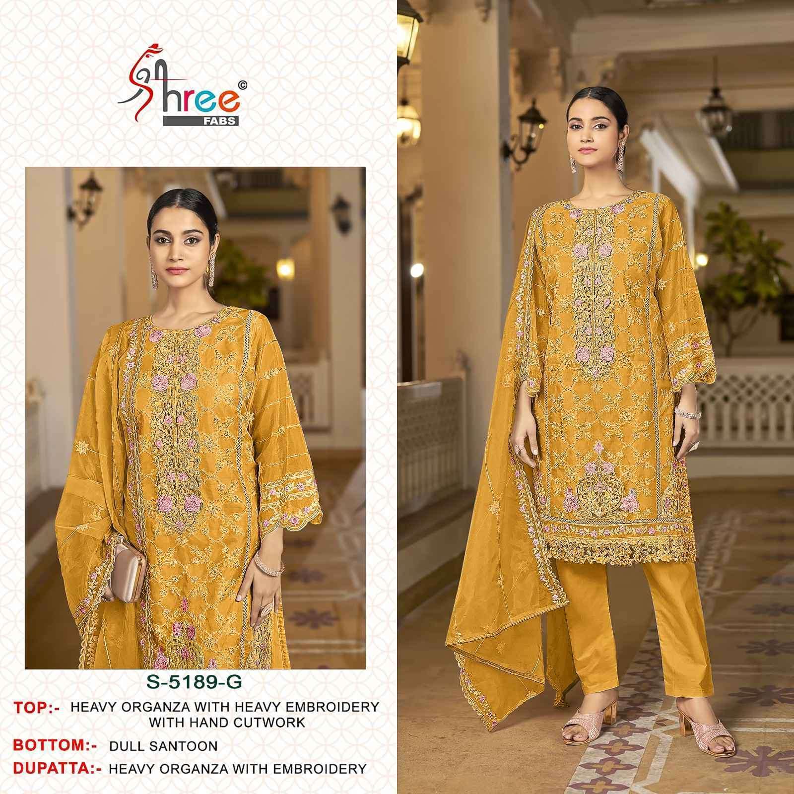 SHREE FAB S 5189 COLOURS VOL 2  ORGANZA WITH EMBRODERY WORK FESTIVEL WEAR PAKISTANI SUIT DEALER 