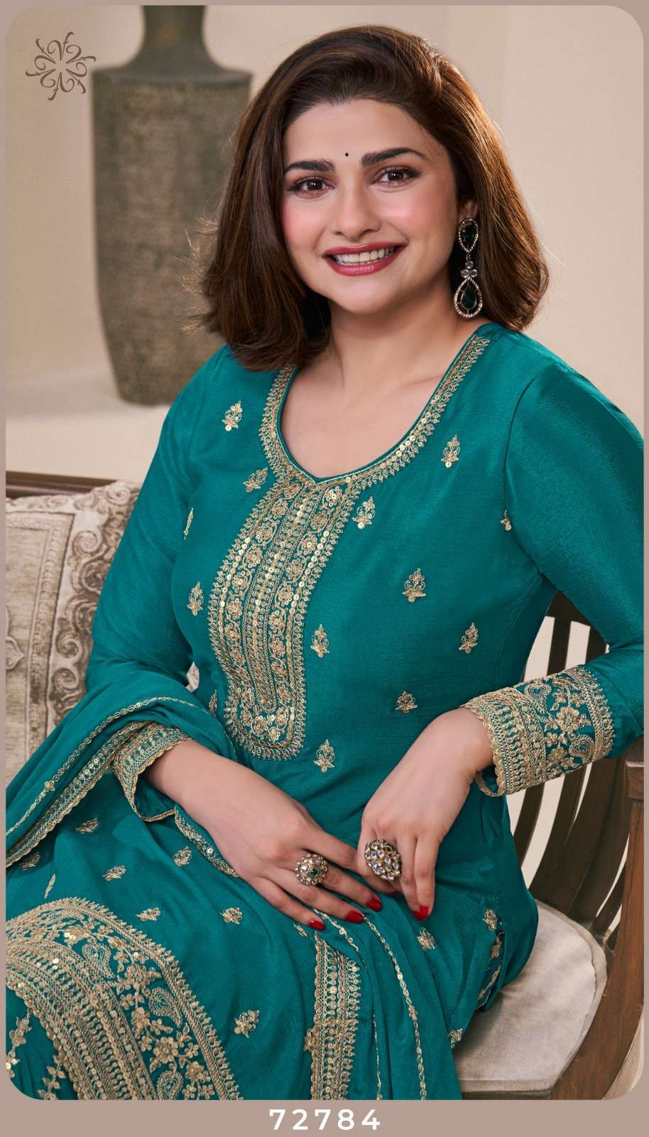 VINAY FASHIONN KULEESH SANGEET EMBRODERY CHINON PARTY WEAR LADIES DRESS WHOLESALER