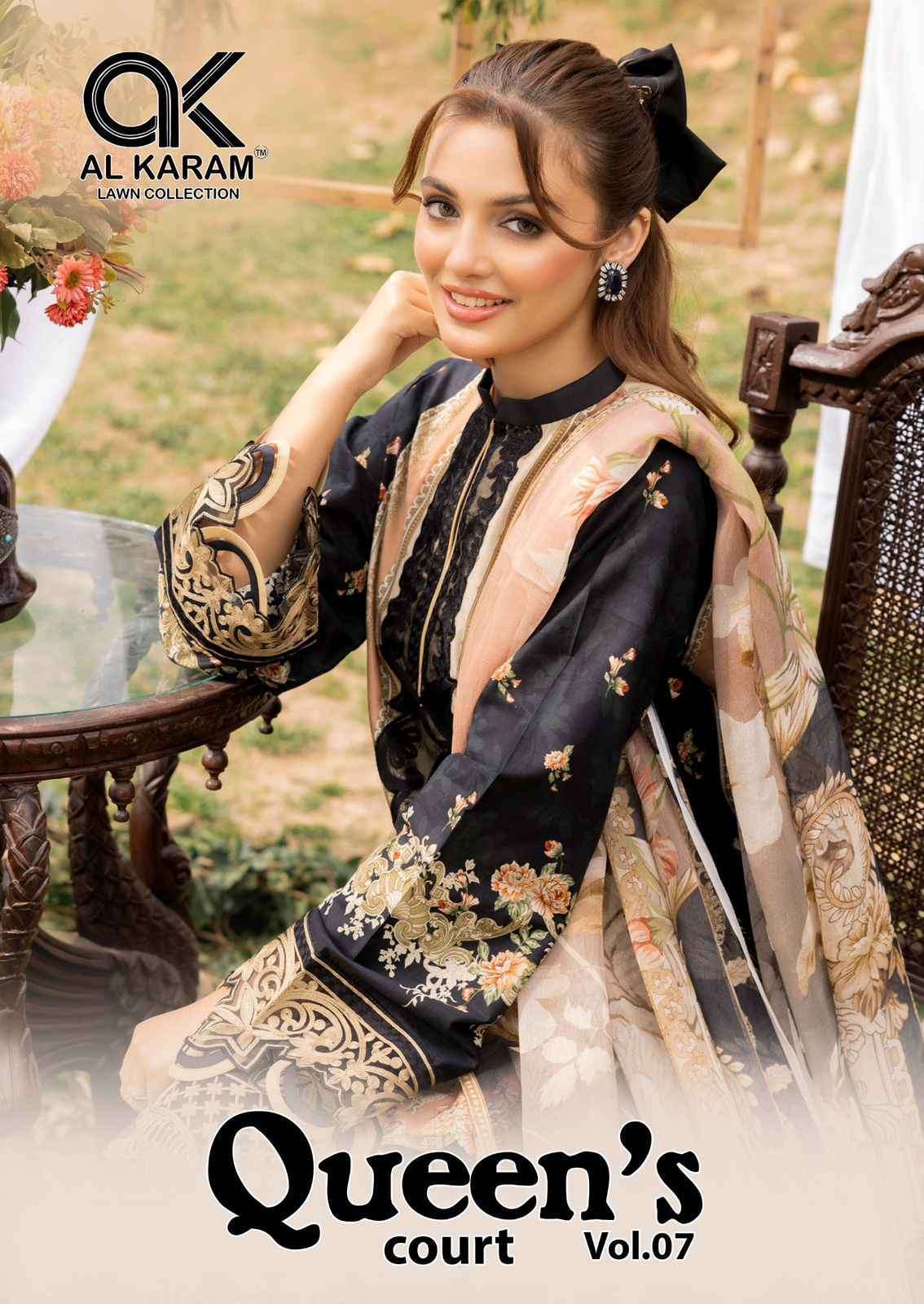 AL KARAM QUEENS  COURT VOL 7 CAMRIC COTTON PAKISTANI PRINTED SUIT WHOLESALER