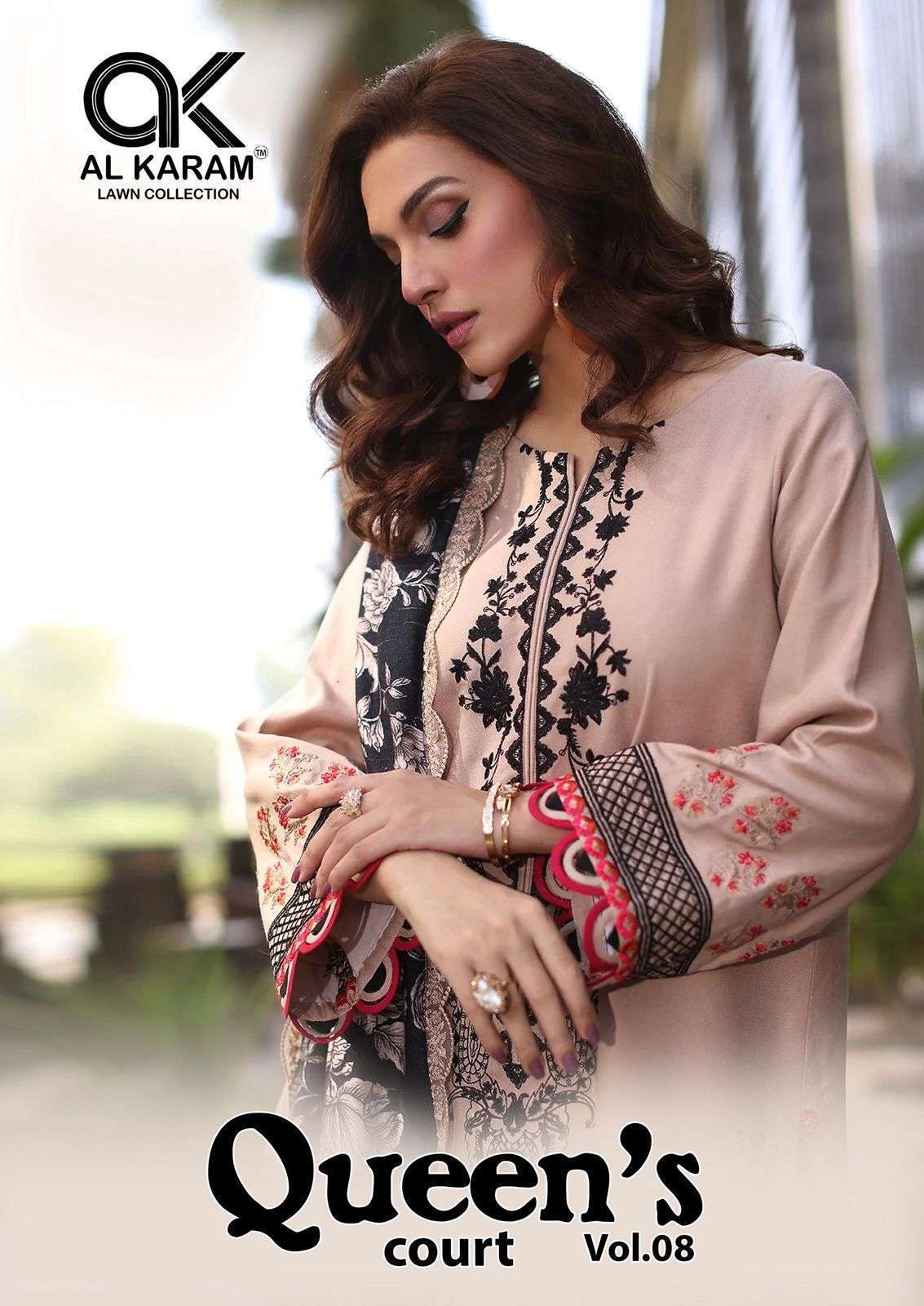 AL KARAM QUEENS  COURT VOL 8 CAMRIC COTTON PAKISTANI PRINTED SUIT WHOLESALER