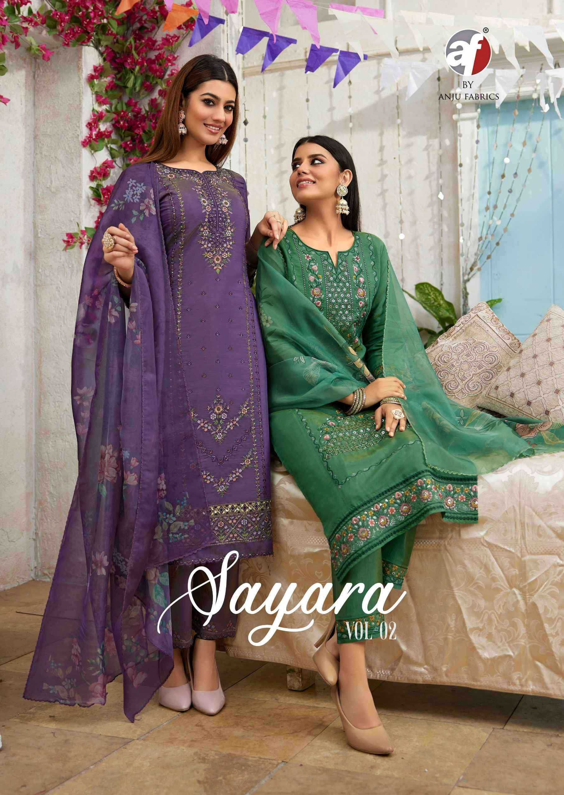 ANJU FABRICS SAYARA VOL 2 FANCY DESIGNER THREE PCS READYMADE SUIT SUPPLIER