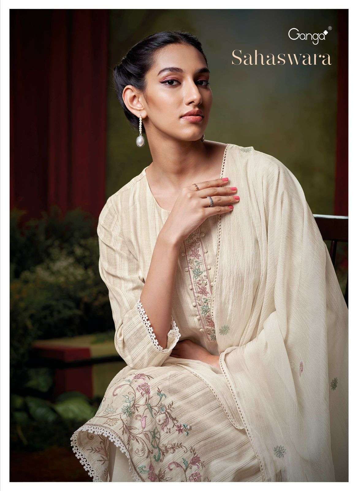 GANGA FASHION SAHASWARA HANDLOOM JACQUARD DESIGNER LADIES SUIT CATALOG SUPPLIER 