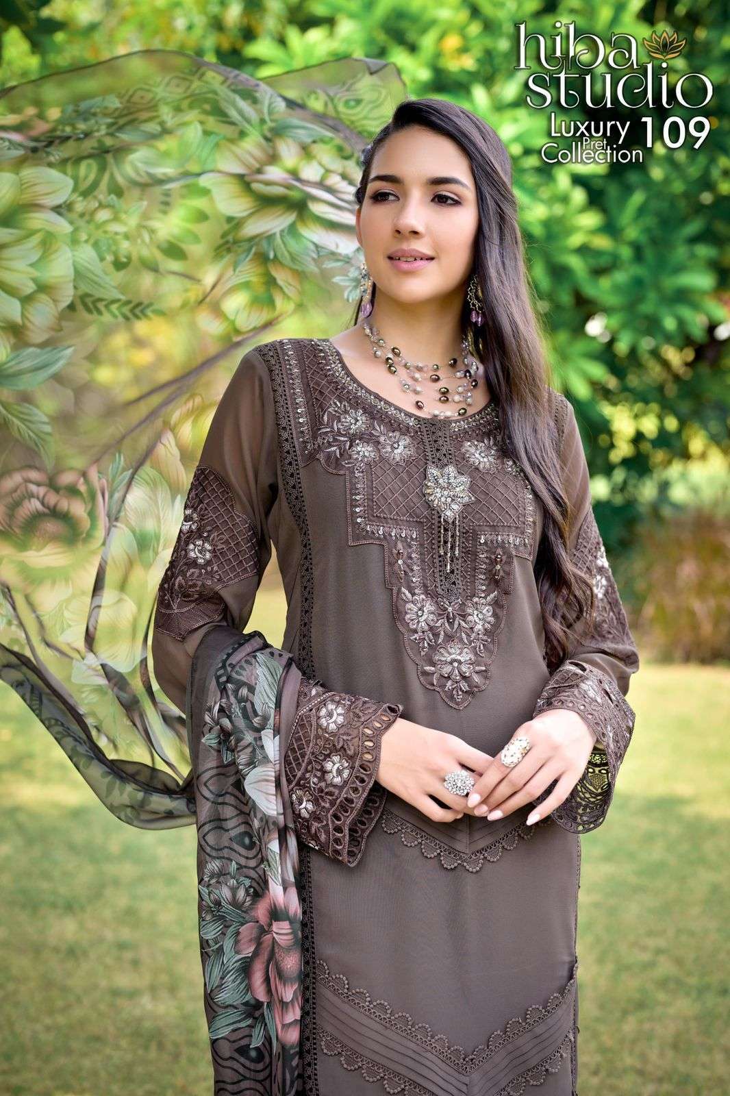 HIBA STUDIO LAXURY PRET COLLECTION VOL 109 GEORGETTE FANCY READYMADE PAKISTANI SUIT 