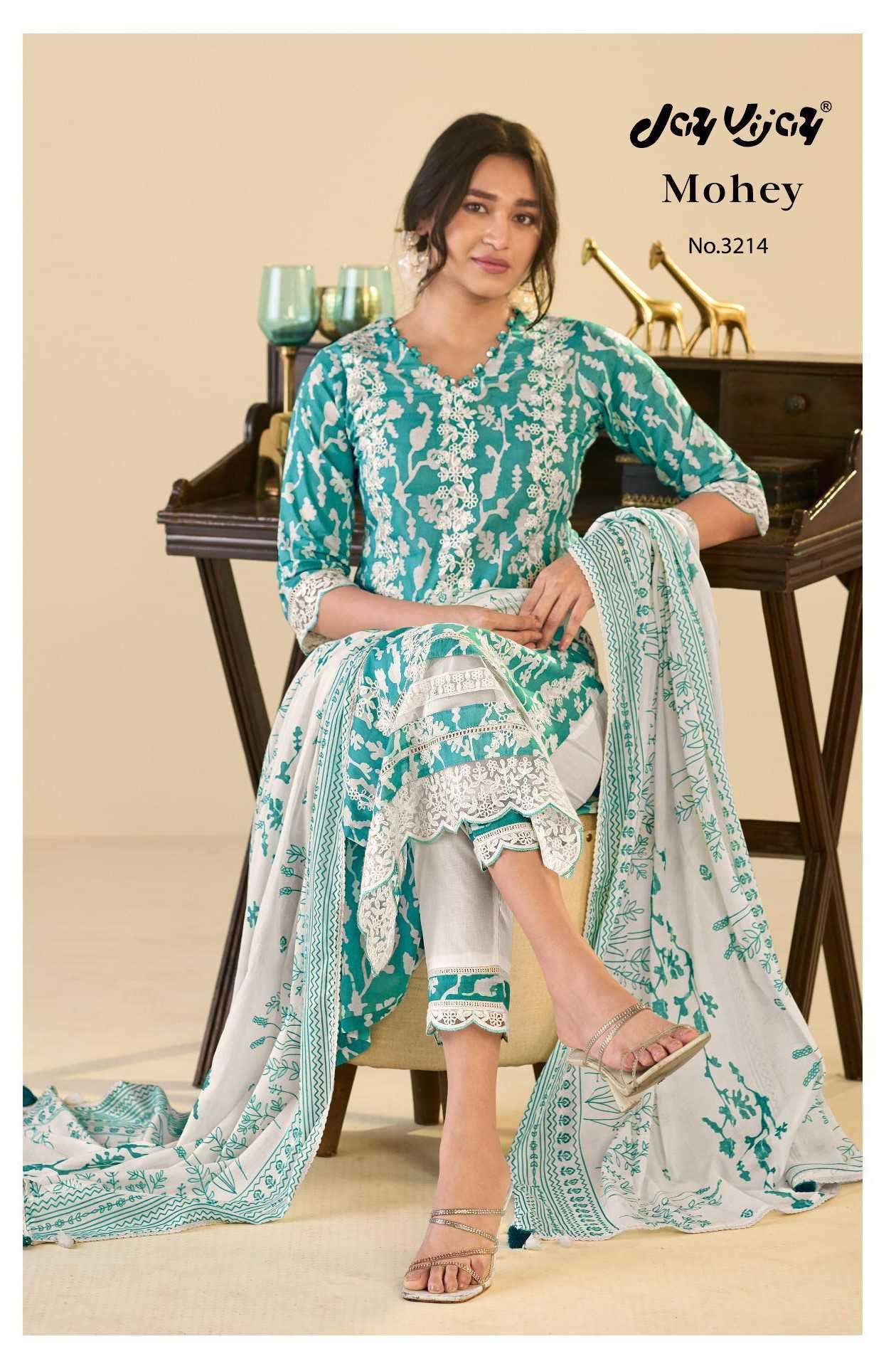 JAY VIJAY MOHEY 3214 PURE COTTON BLOCK PRINTED UNSTITCHED SALWAR KAMEEZ WHOLESALER