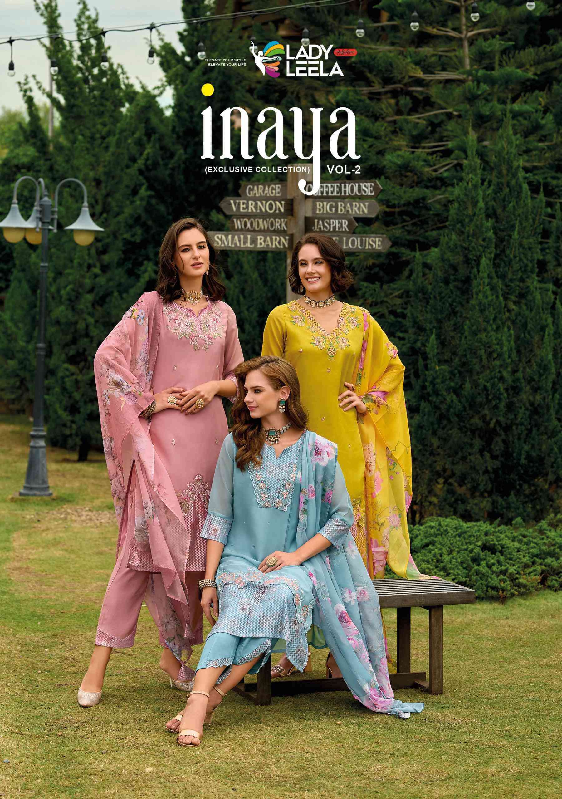 LADY LEELA INAYA VOL 2 DESIGNER KURTI PANT DUPATTA SET COLLECTION SUPPLIER