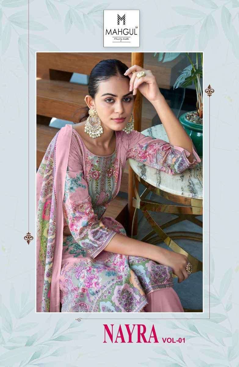 MAHGUL NAYRA VOL 1   LAWN COTTON EMBRODERY WORK PAKISTANI SUIT WHOLESALER 