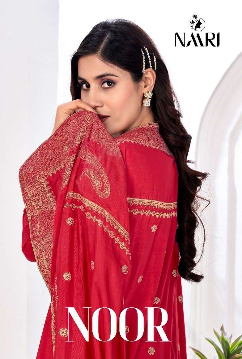 NAARI NOOR PURE MUSLIN JACQUARD DESIGNER LADIES SUIT WHOLESALE RATE