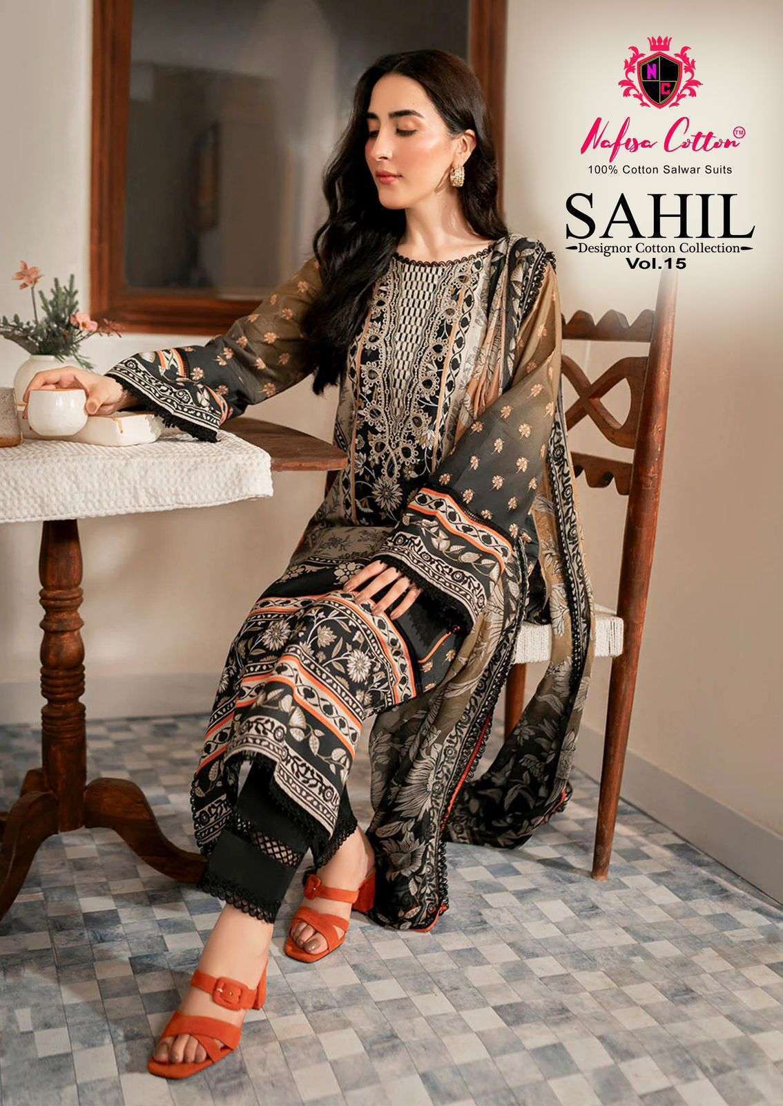 NAFISA COTTON SAHIL VOL 15 PURE COTTON PAKISTANI SUIT WHOLESALE RATE 