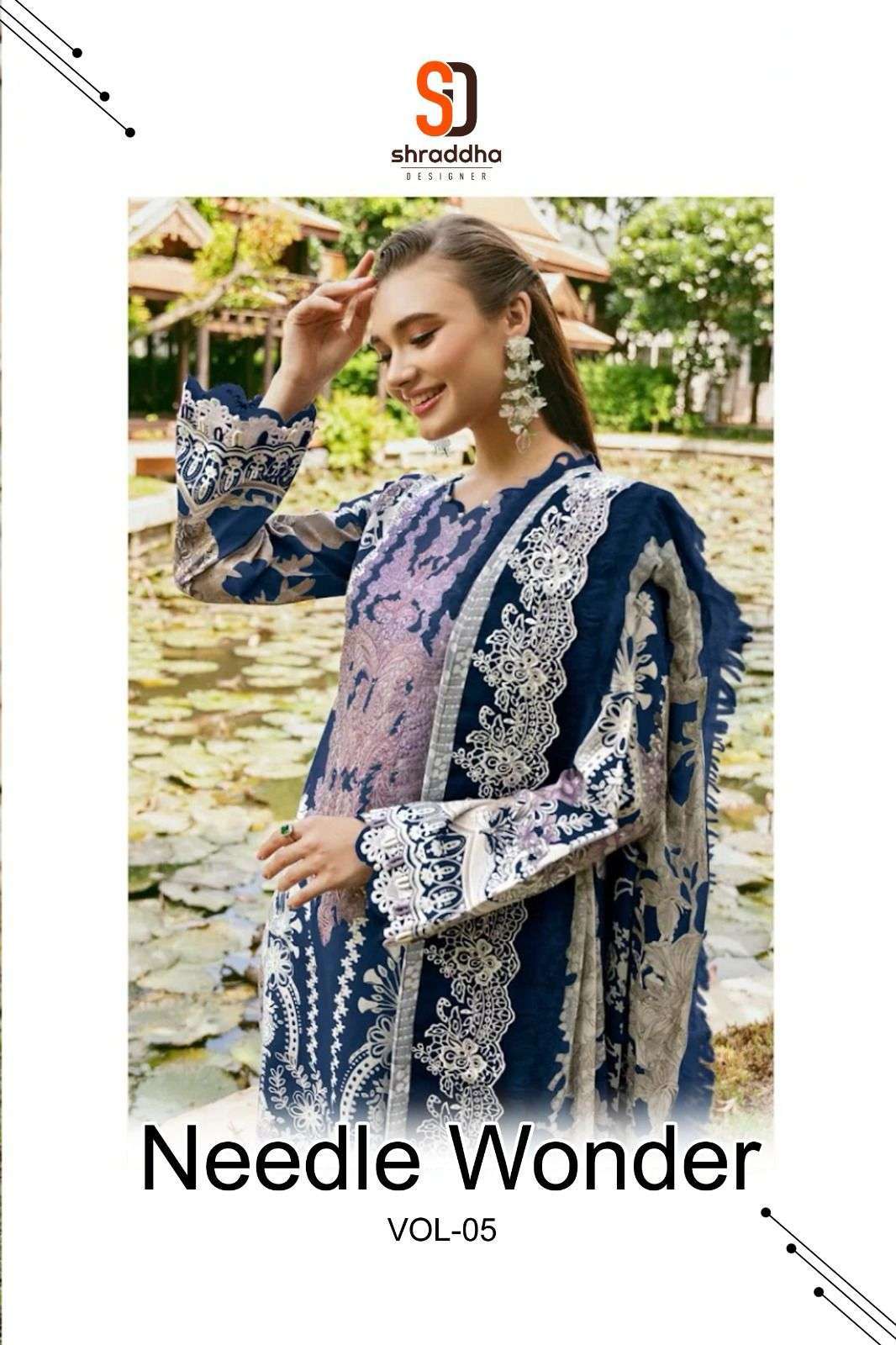 SHRADDHA DESIGNER NEEDLE WONDER VOL 5 DESIGNER PAKISTANI COTTON SUIT
