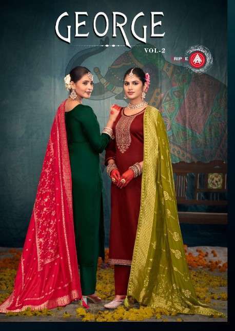 TRIPLE AAA GEORGE VOL 2 JAM SILK FANCY LADIES SUIT WHOLESALE RATE