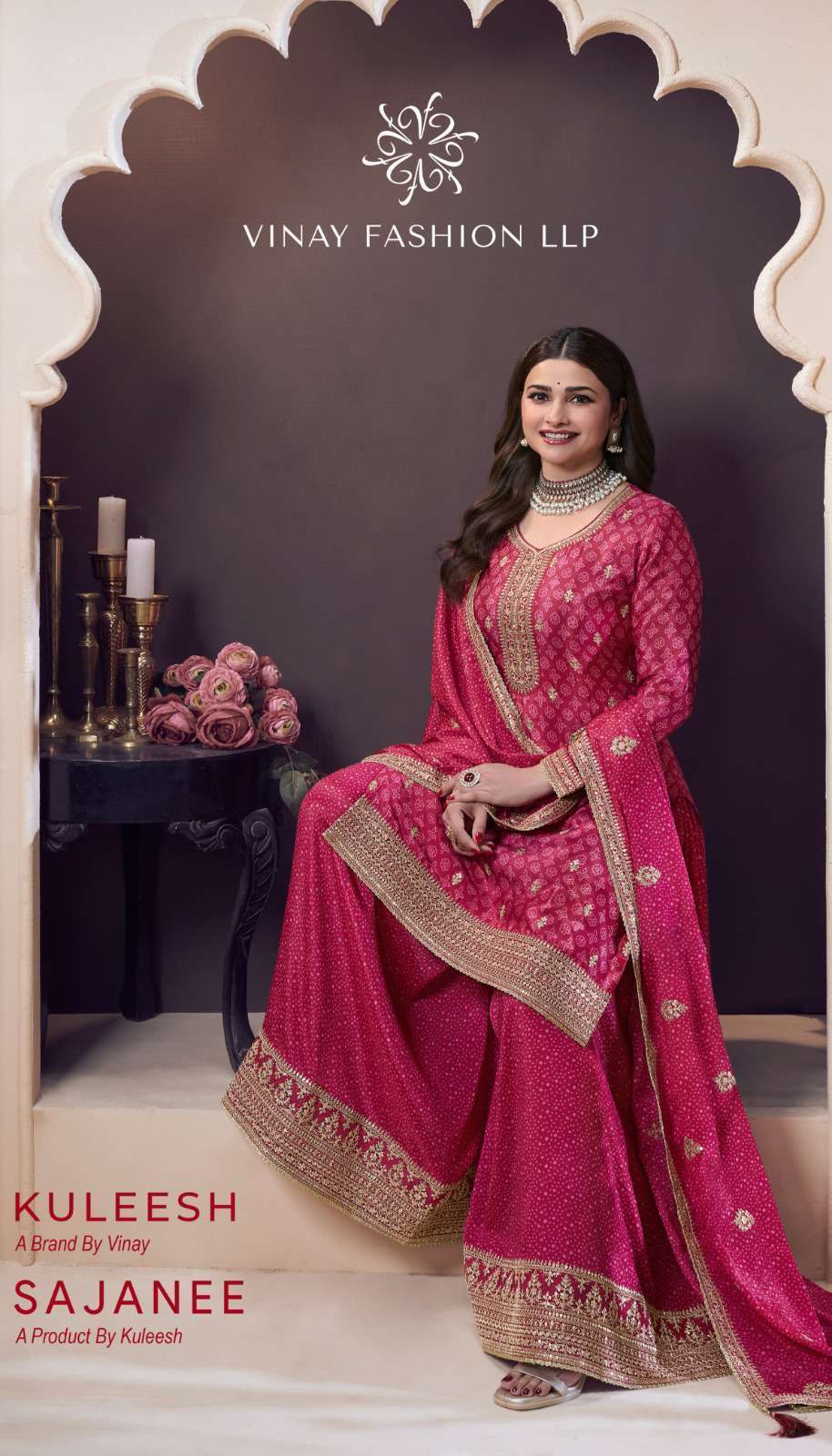 VINAY FASHION KULEESH SAJANEE DESIGNER PARTY WEAR SHARARA SUIT EXPORTER 