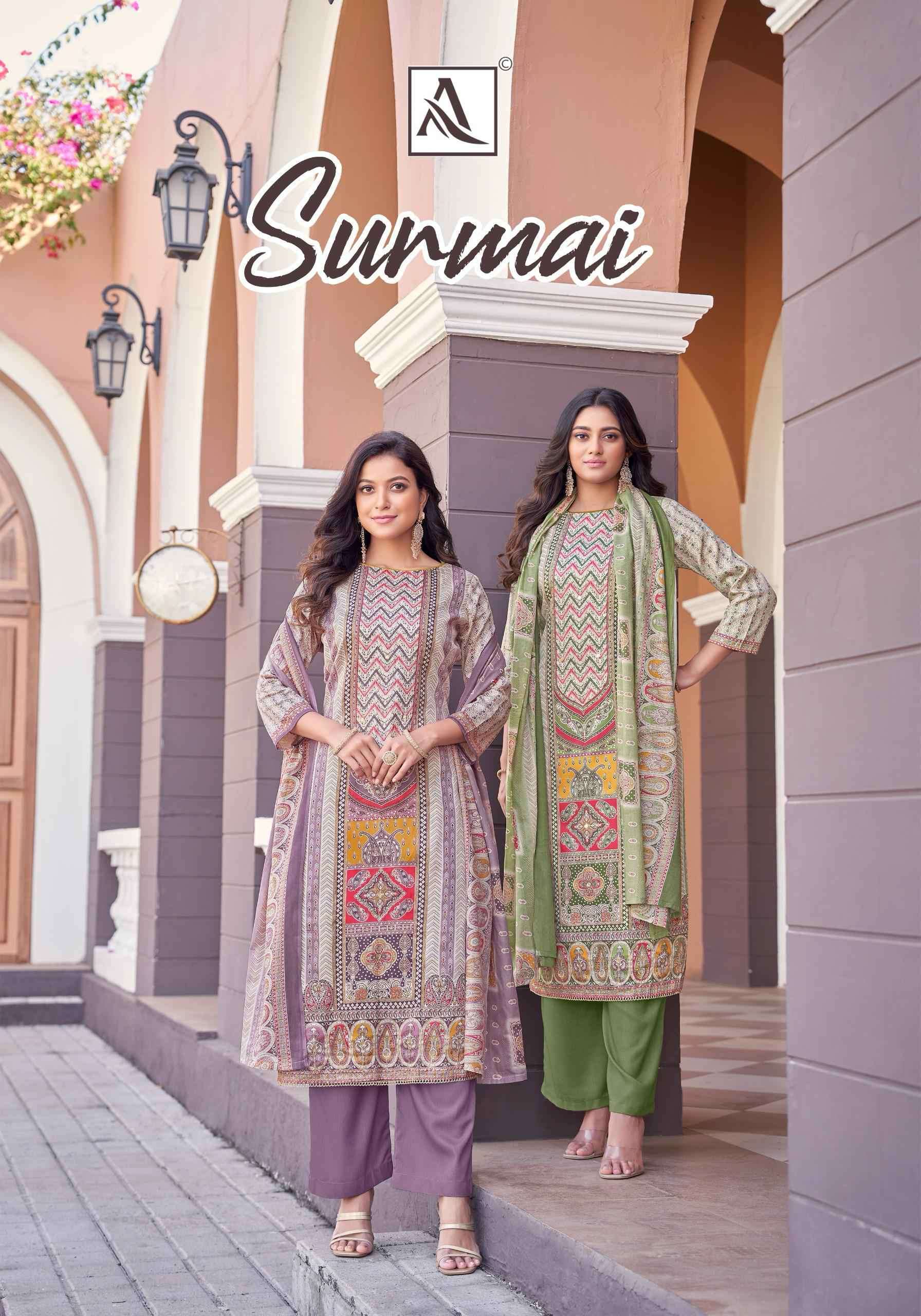 ALOK SUIT SURMAI  PURE ZAM DESIGNER PRINTED UNSTITCHED SALWAR KAMEEZ