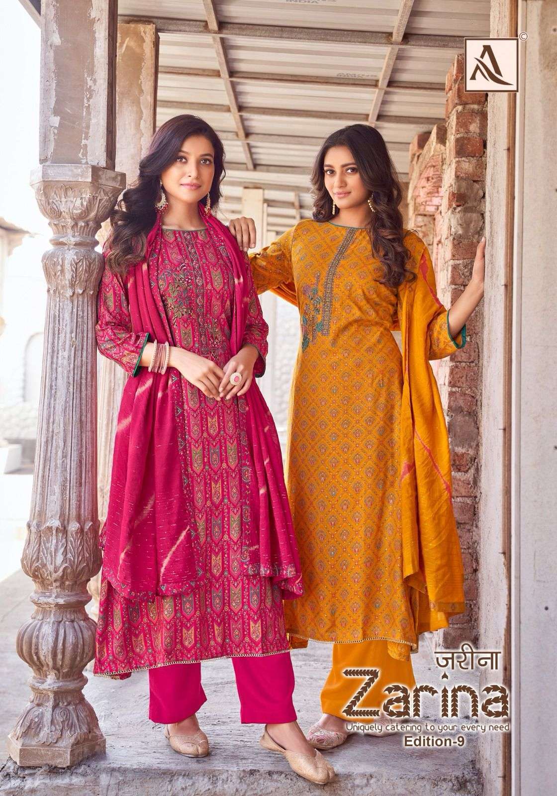 ALOK SUIT ZARINA EDITION 9 PURE VISCOSE RAYON DISCHARGE PRINTED UNSTITCHED SALWAR KAMEEZ WHOLESALER