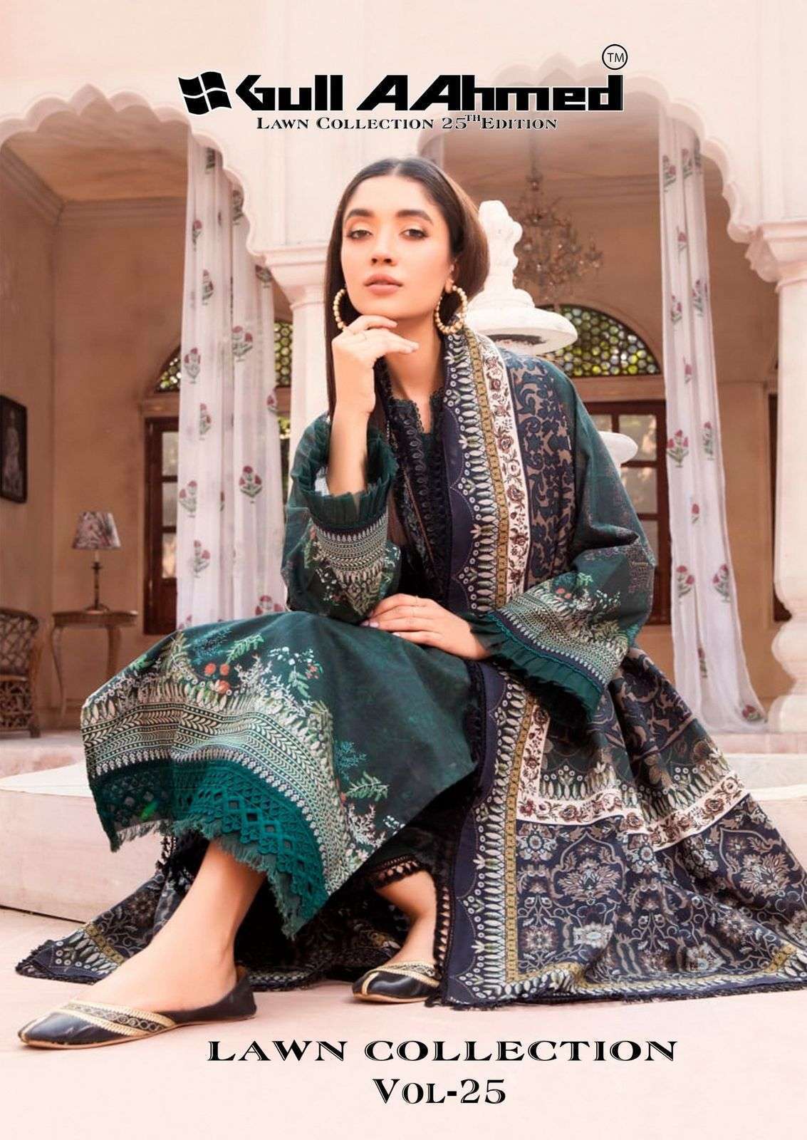 GULL AHMED LAWN COLLECTIO VOL 25  PURE LAWN COTTON DIGITAL PRINTED PAKISTANI DRESS MATERIAL SUPPLIER
