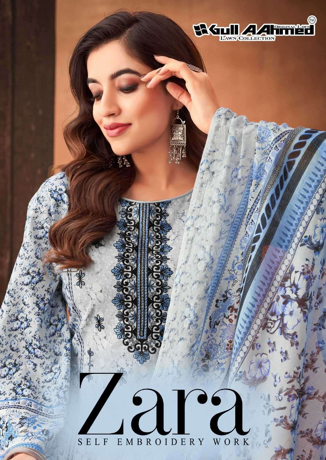 GULL AHMED ZARA PURE LAWN COTTON DIGITAL PRINTED PAKISTANI DRESS MATERIAL SUPPLIER