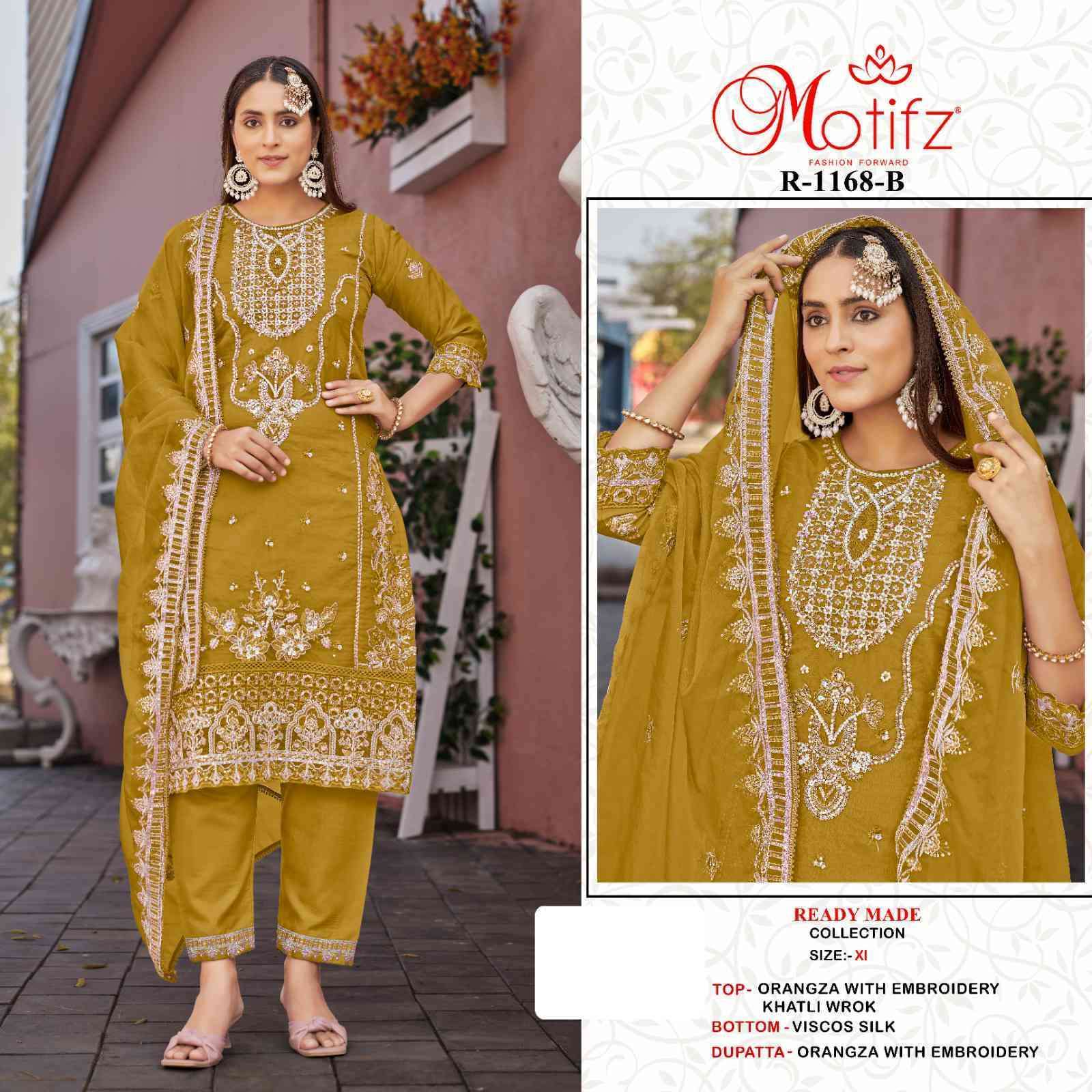 MOTIFZ R 1168 COLOURS ORGANZA PARTY WEAR READYMADE PAKISTANI SUIT WHOLESALER 