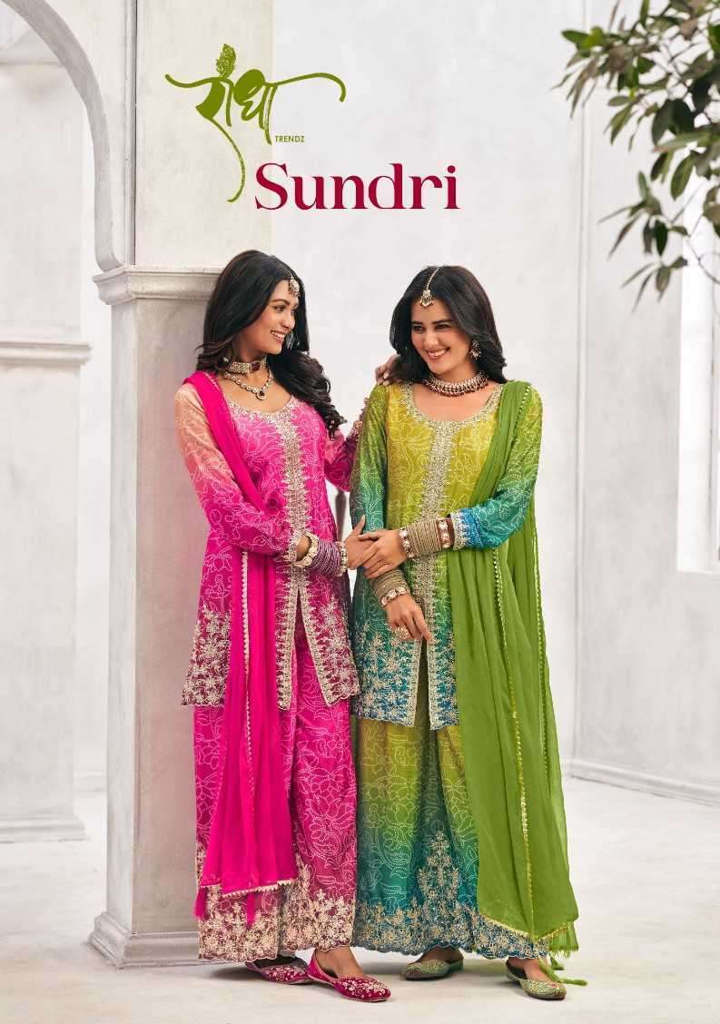 RADHA TRENDZ SUNDRI  PREMIUM CHINON PARTY WEAR READYMADE DRESS WHOLESALER