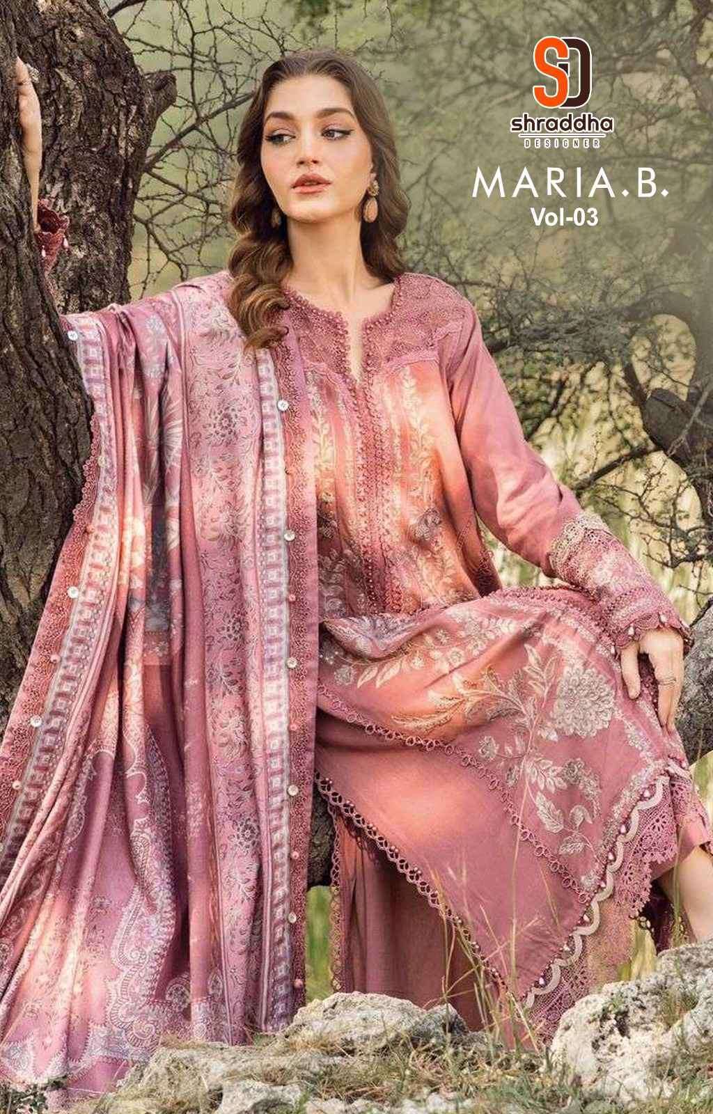 SHRADDHA DESIGNER MARIA B LAWN VOL-3 HEAVY EMBRODERY PAKISTANI SUIT 