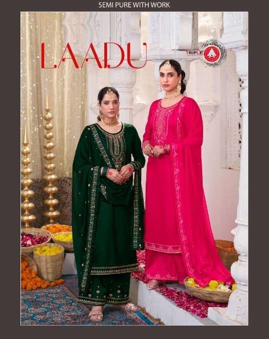 TRIPLE AAA LAADU JAM COTTON FANCY EMBRODERY WORK LATEST SALWAR KAMEEZ SUPPLIER