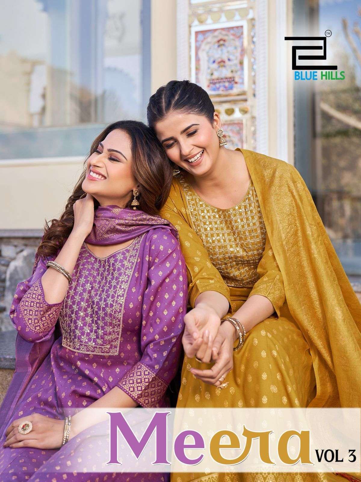 BLUE HILLS MEERA VOL 3 RAYON PRINT WITH EMBRODERY WORK DESIGNER THREE PCS KURTI 