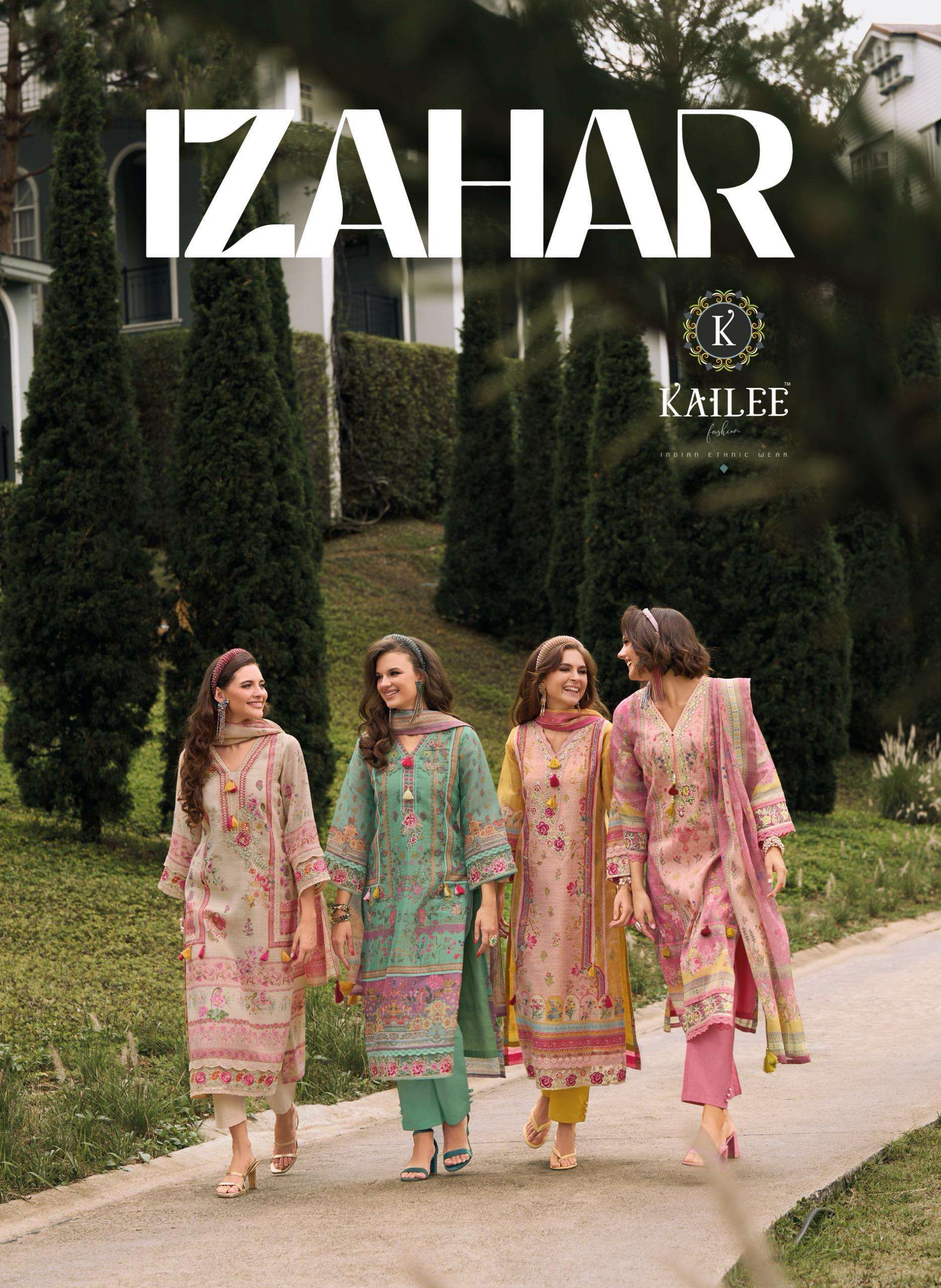 KAILEE IZHAAR VOL 4 PURE LINEN EMBRODERY WORK DESIGNER KURTI SUPPLIER IN SURAT 