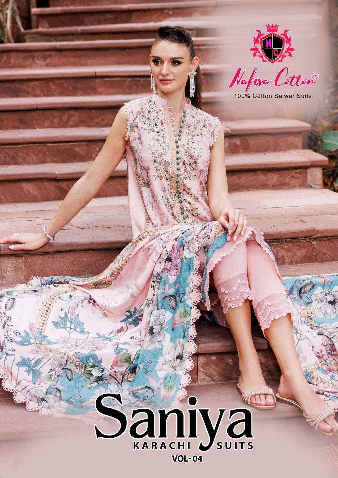 NAFISA COTTON SANIYA VOL 4 PRINTED COTTON SUIT COLLECTION WHOLESALER