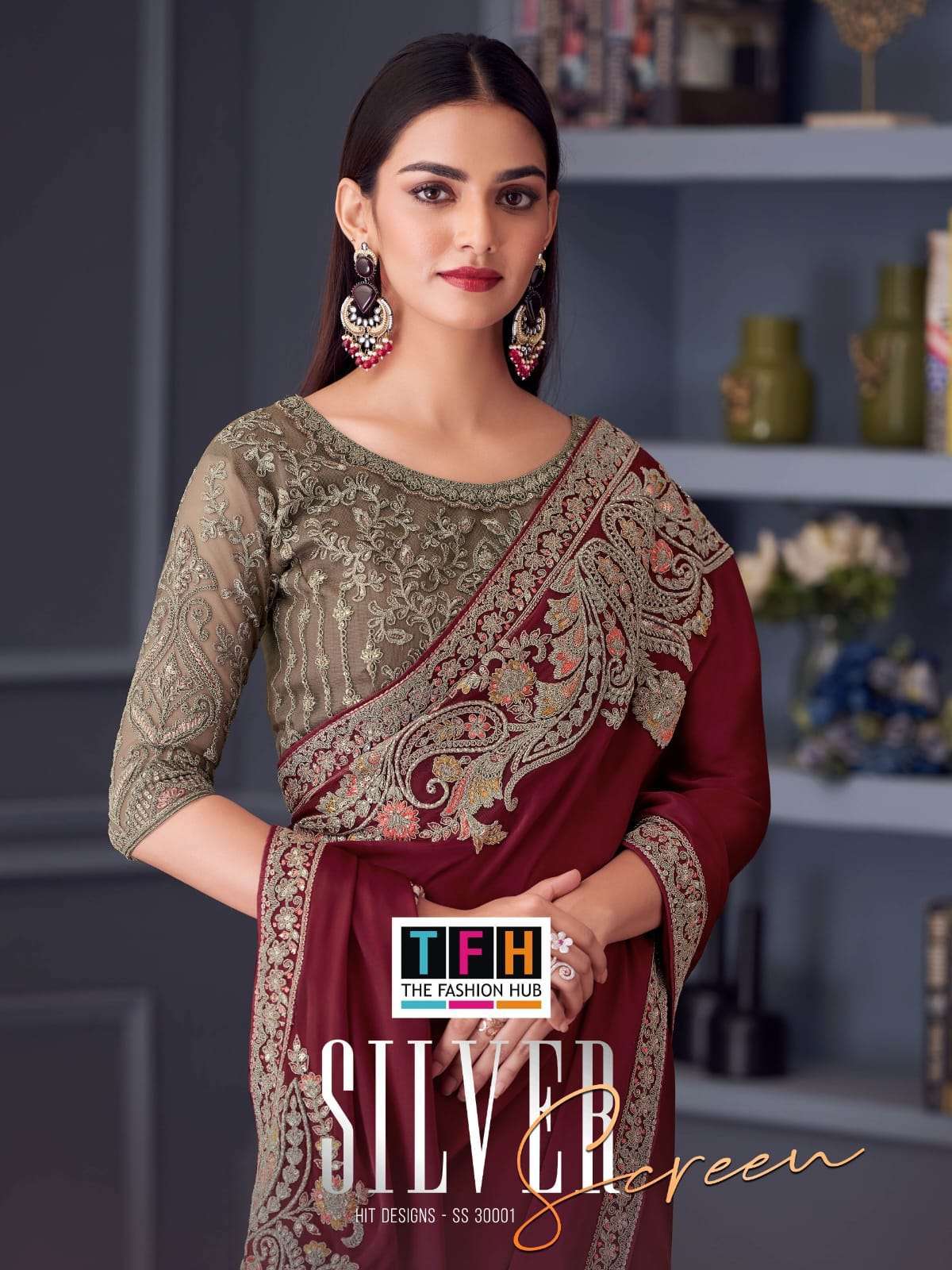 TFH SILVER SCREEN 21TH EDITION  30001  FANCY SILK PARTY WEAR SAREE EXPORTER IN INDIA