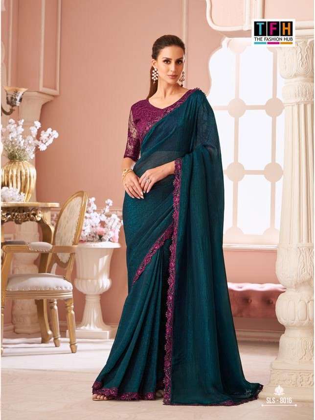 TFH SILVER STYLE VOL-4 8001 SERIES FANCY SILK PARTY WEAR SAREE EXPORTER IN INDIA