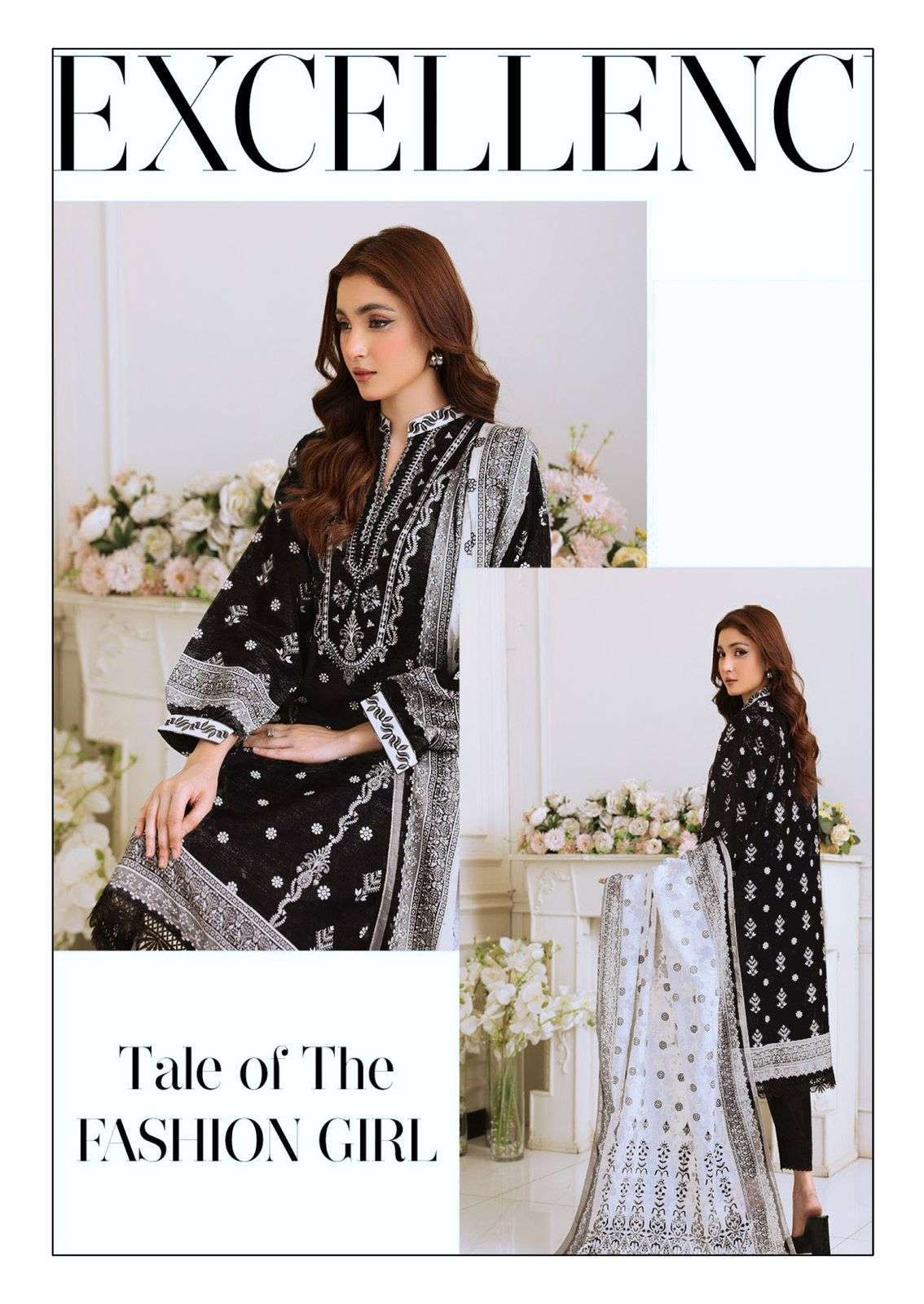 AL KARAM BLACK AND WHITE VOL 7 LAWN COLLECTION  DRESS MATERIAL 2025