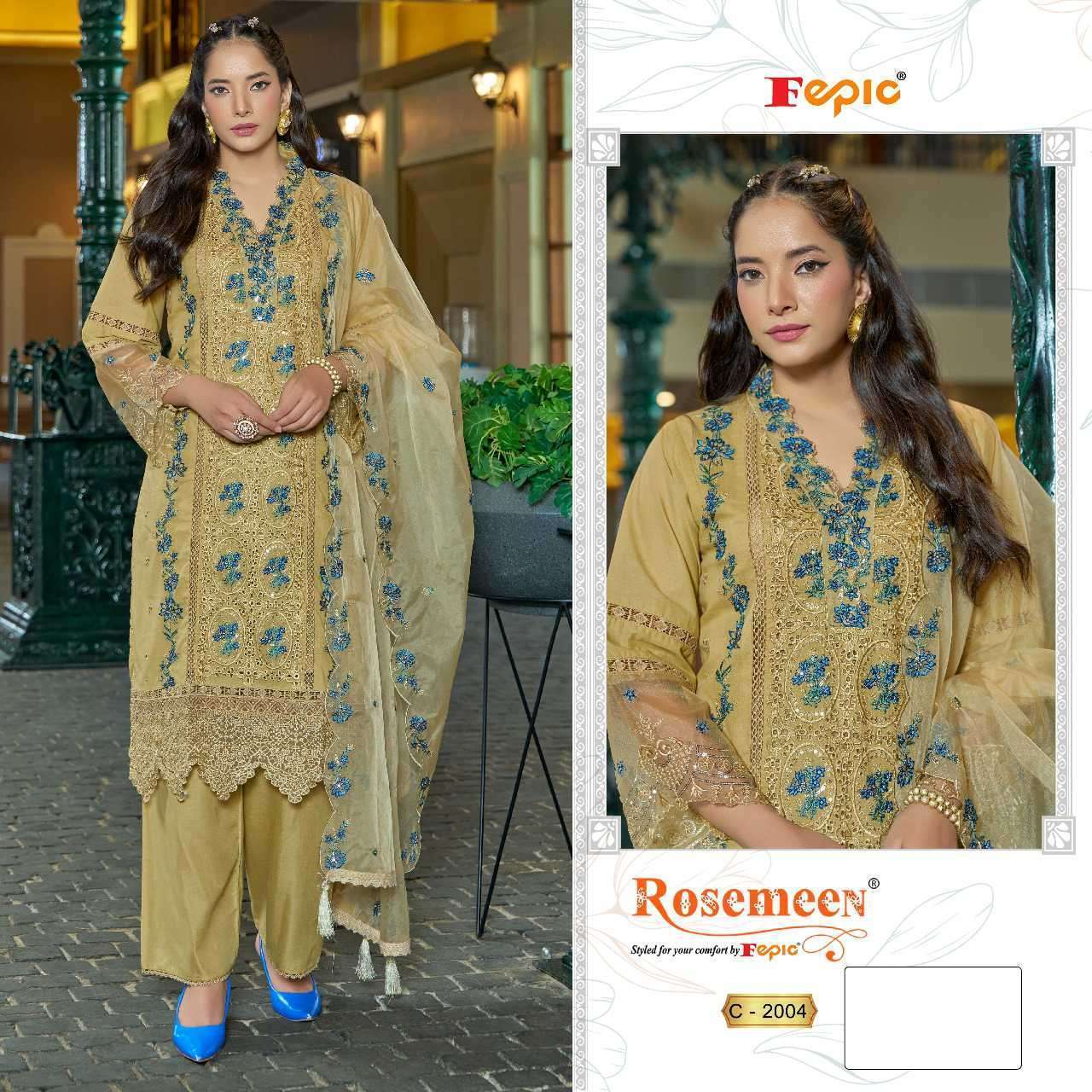 FEPIC C 2004 COLOURS DESIGNER EMBRODERY WORK COTTON PAKISTANI SUIT WHOLESALE RATE