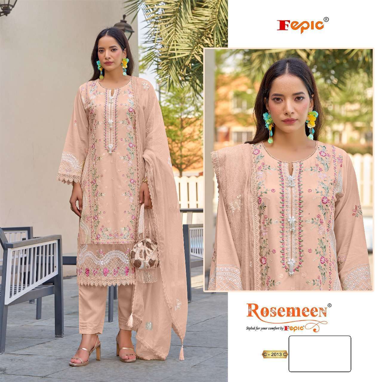 FEPIC C 2013 COLOURS DESIGNER EMBRODERY WORK COTTON PAKISTANI SUIT WHOLESALE RATE
