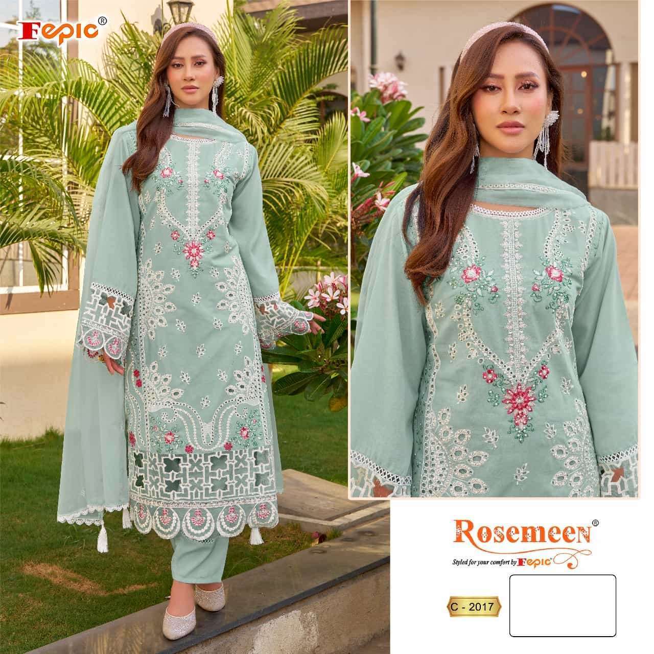 FEPIC C 2017 COLOURS DESIGNER EMBRODERY WORK COTTON PAKISTANI SUIT WHOLESALE RATE