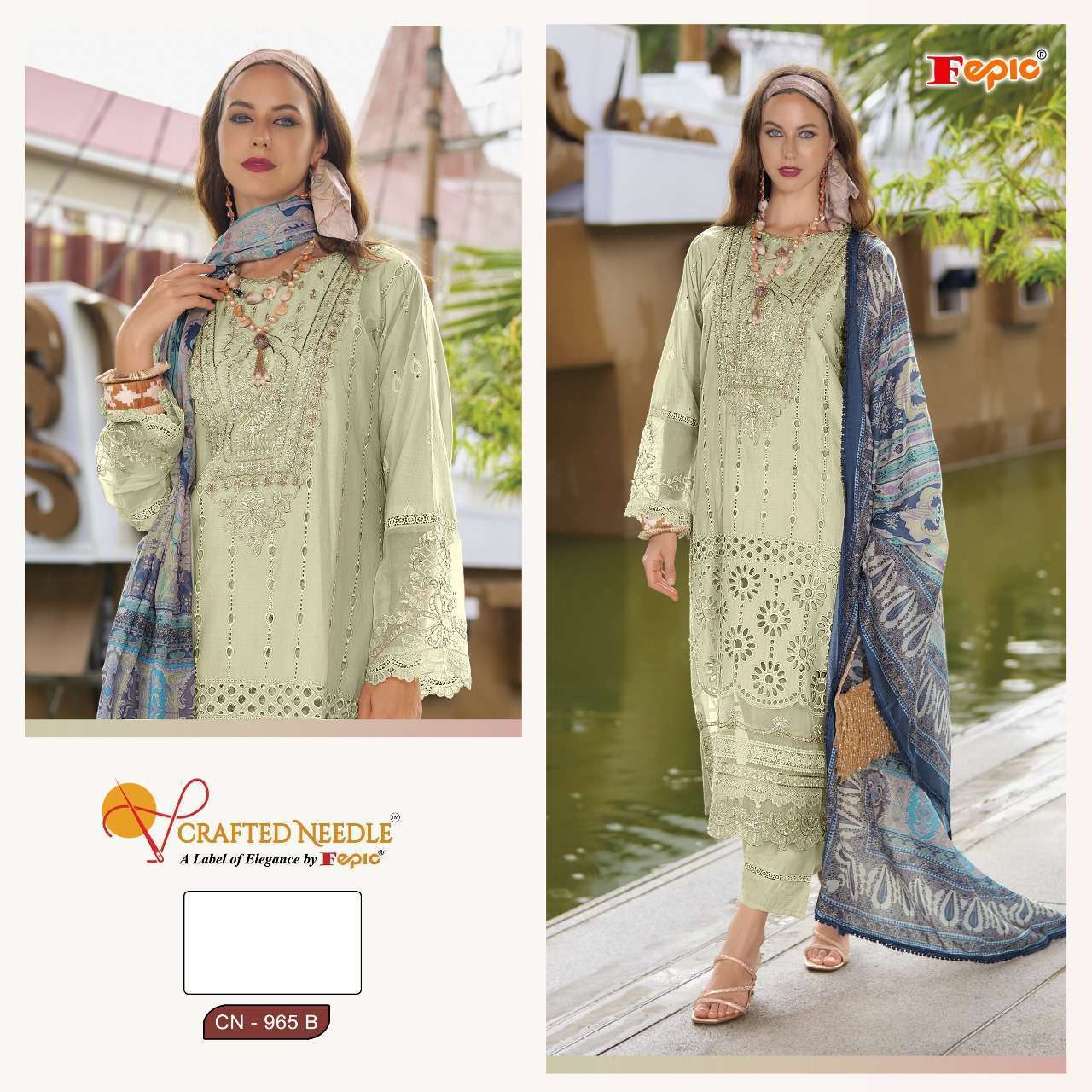 FEPIC CN 965  COLOURS CAMRIC COTTON  EMBRODERY WORK PARTY WEAR PAKISTANI READYMADE SUIT WHOLESALER 