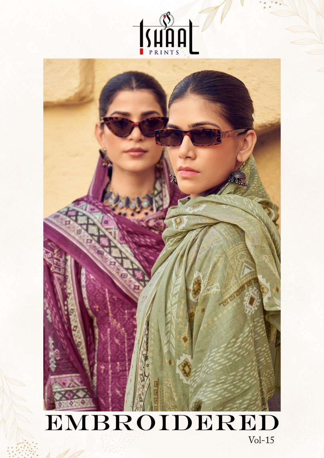 ISHAAL PRINT EMBROIDERED VOL-15  PURE LAWN COTTON PRINTED DRESS MATERIAL