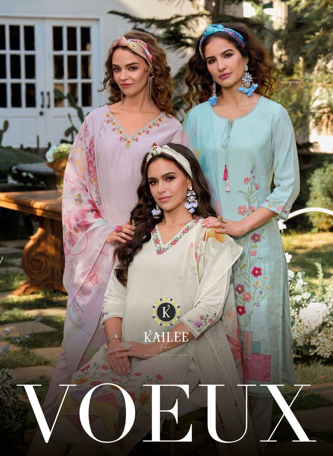 KAILEE FASHION VOEUX PURE VISCOSE FANCY THREE PCS KURTI WHOLESALE RATE