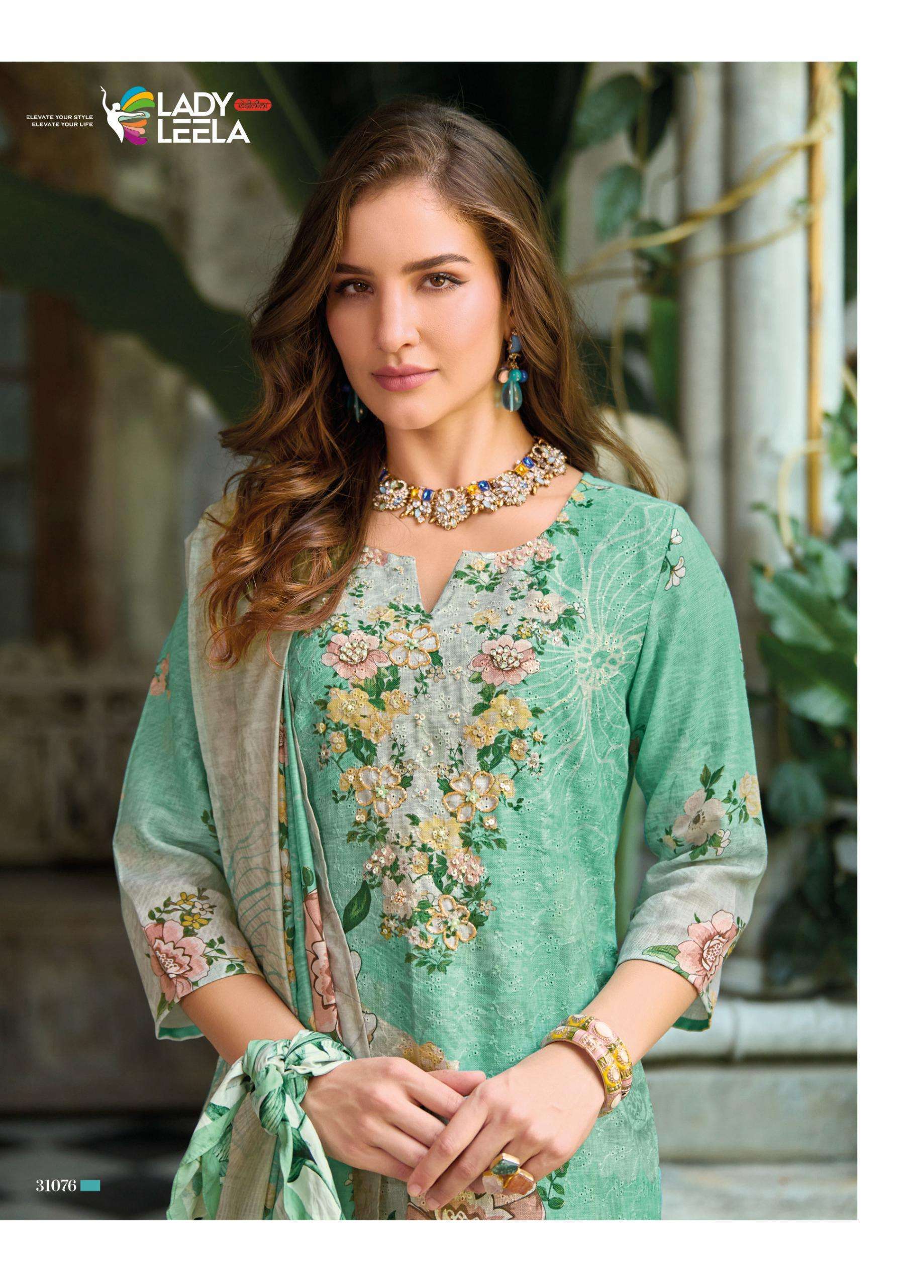 LADY LEELA SUMMER PASTELS VOL-2 FANCY WORK DESIGNER KURTI WHOLESALE RATE 
