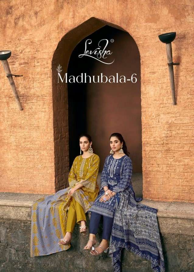 LEVISHA MADHUBALA VOL-6 LAWN COTTON EMBRODERY WORK PAKISTANI SUIT WHOLESALER
