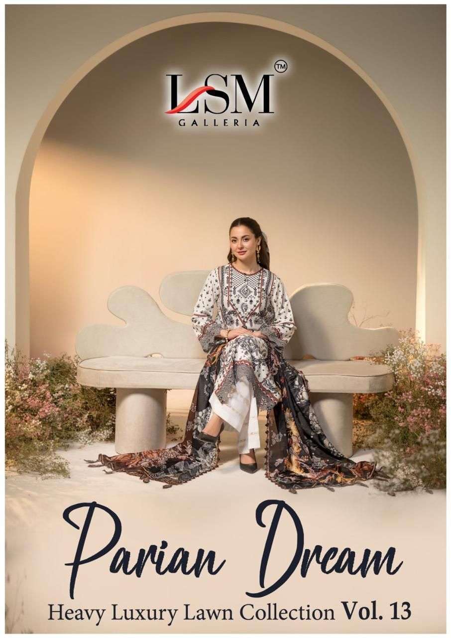 LSM GALLERIA  PARIAN DREAM VOL-13   LAWN PRINTED PAKISTANI DRESS MATERIAL SUPPLIER 
