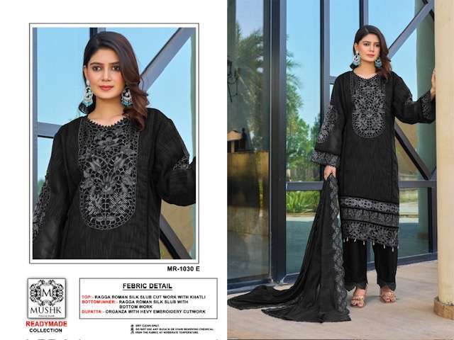 MUSHQ MR 1030 COLOURS ROMAN SILK PARTY WEAR READYMADE PAKISTANI SUIT WHOLESALER