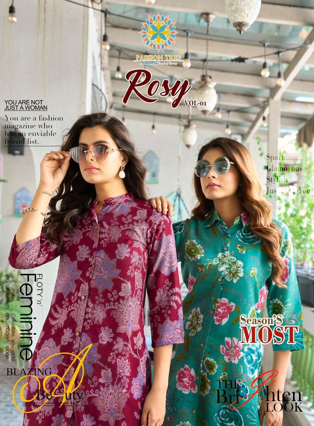 PASSION TREE ROSY VOL-1 RAYON PRINTED KURTI WITH BOTTOM COLLECTION SUPPLIER 