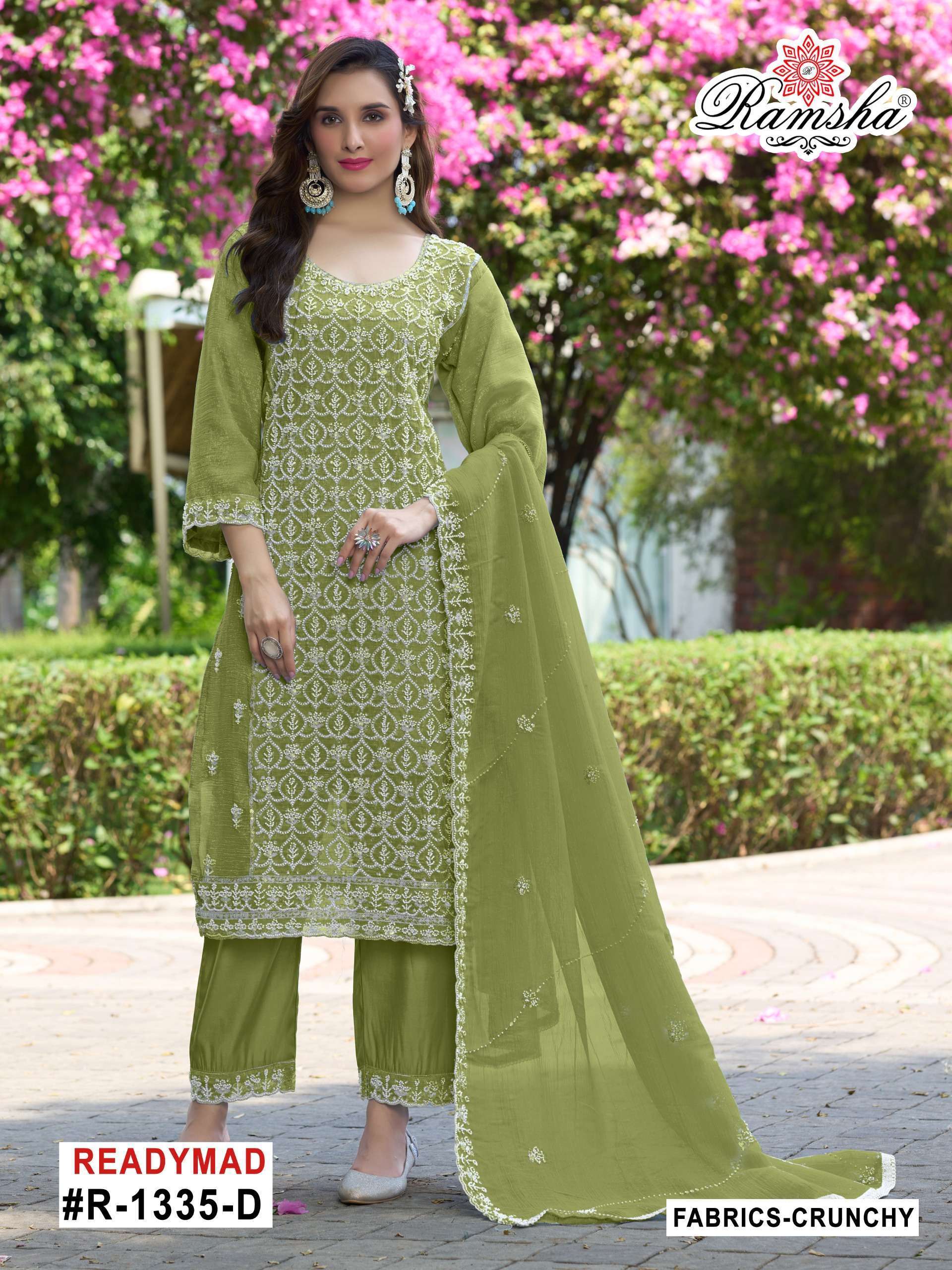 RAMSHA R 1335  NX FANCY PARTY WEAR READYMADE PAKISTANI SUIT DEALER 